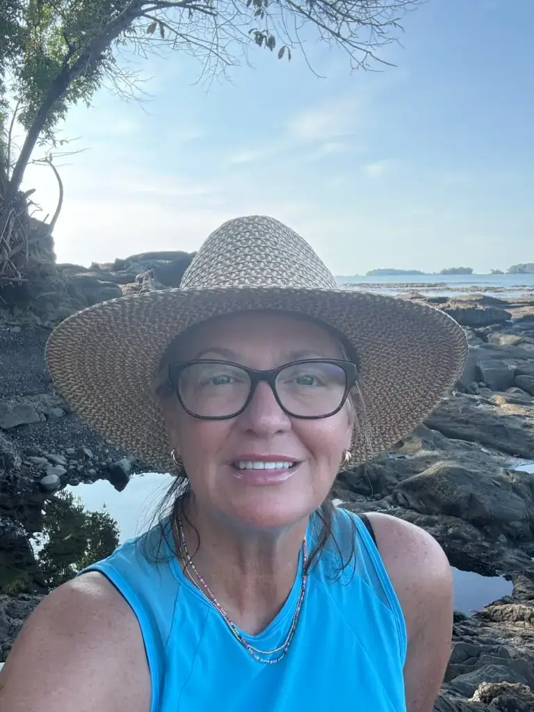 Anne Marie enjoying a peaceful morning on Isla Boca Brava, off the southern coast of Panama.