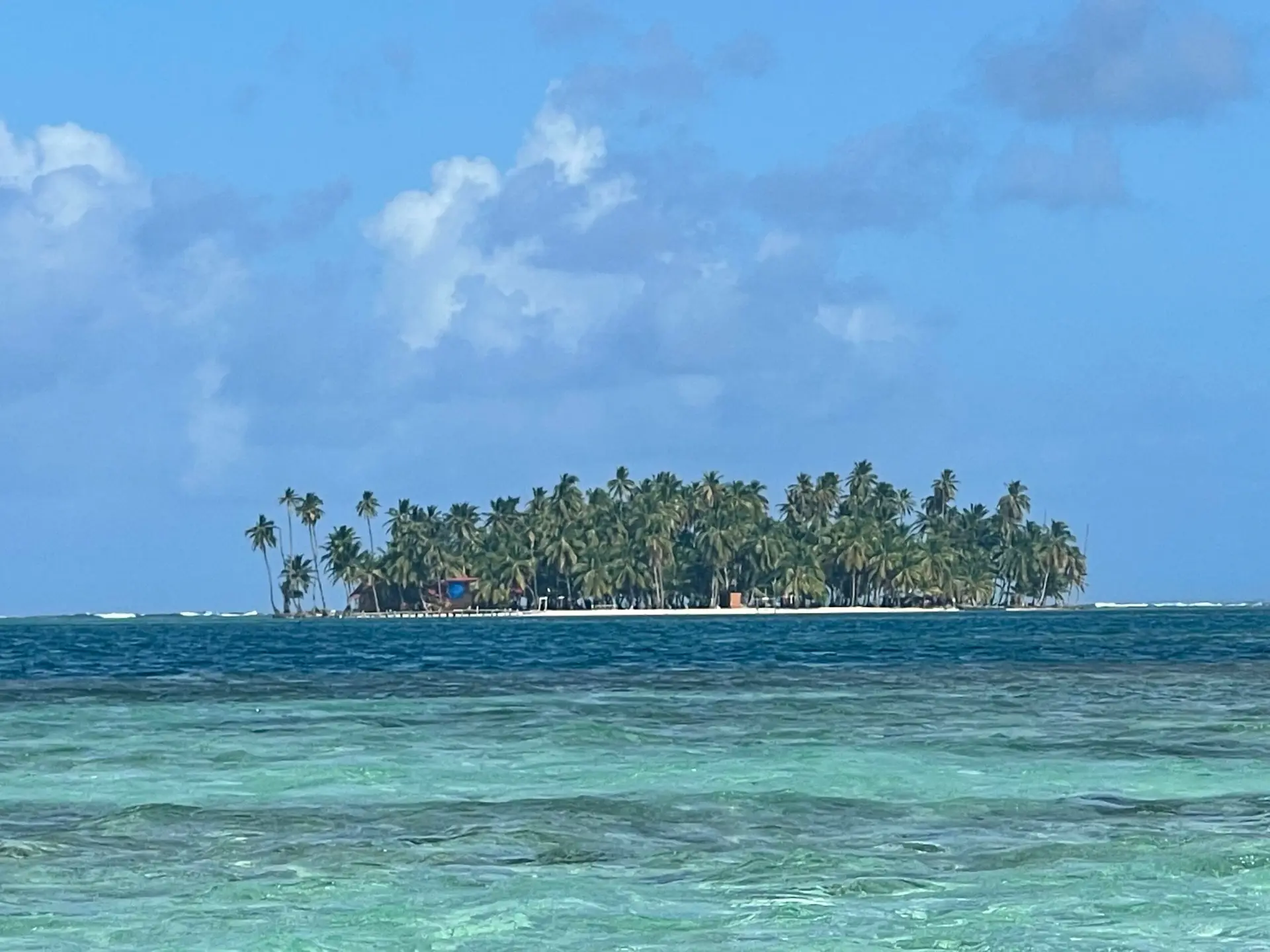 On of the 360-plus islands that make up the San Blas Islands. The turquoise water and azure blue sky make it picture perfect.