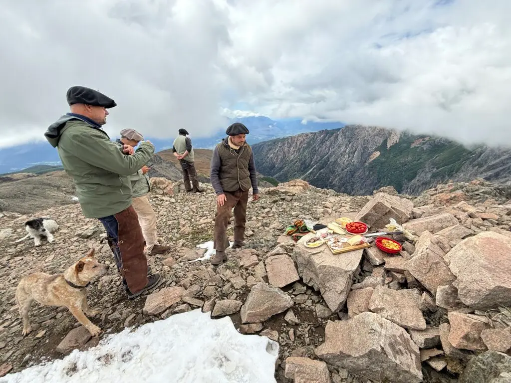 High Argentina's Patagonian Andes Mountains, the group enjoys Thanksgiving Day Lunch