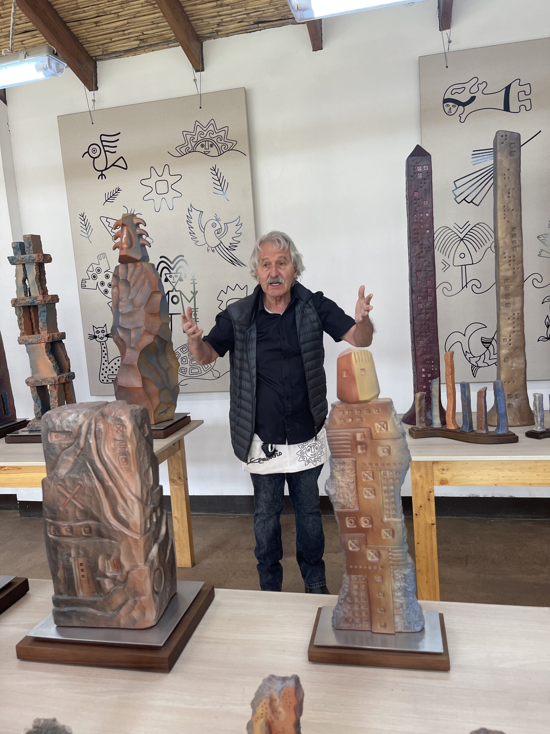 Peruvian artist Pablo Seminario in his studio